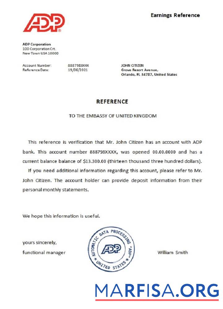 Realistic USA ADP reference sample